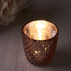 3inch Metallic Blush/Rose Gold Glass Votive Candle Holders Tealight Mercury Glass Geometric Design