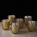 3inch Metallic Gold Mercury Glass Votive Candle Holders, Tealight Candle Holders - Geometric Designs