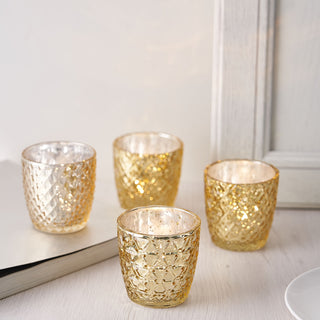 Create a Glamorous Atmosphere with Metallic Gold Mercury Glass Candle Holders