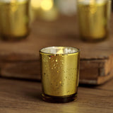 12 Pack | 2inch Gold Mercury Glass Candle Holders, Votive Tealight Holders - Speckled Design