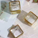 12 Pack | 2inch Square Gold Mercury Glass Candle Holders, Votive Glittered Tealight Holders