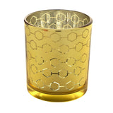 3inch Gold Mercury Glass Candle Holders, Votive Candle Containers - Honeycomb Design#whtbkgd