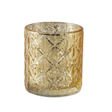 3inch Shiny Gold Mercury Glass Candle Holders, Votive Tealight Holders - Geometric Design#whtbkgd