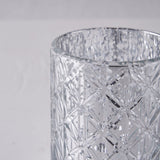 6 Pack | 3inch Shiny Silver Mercury Glass Candle Holders, Votive Tealight Holders - Geometric Design