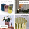 Blush/Rose Gold Mercury Glass Hurricane Candle Holder, Cylinder Pillar Vase - Wavy Column Design