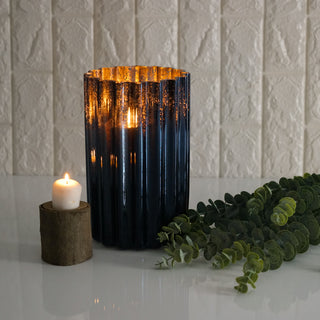 Create a Captivating Atmosphere with the Navy Blue Mercury Glass Hurricane Candle Holder