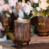 5inch Blush/Rose Gold Mercury Glass Votive Hurricane Candle Holder, Pillar Vase - Wavy Column Design