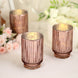 5inch Blush/Rose Gold Mercury Glass Votive Hurricane Candle Holder, Pillar Vase - Wavy Column Design