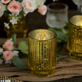 The Perfect Gift: Gold Mercury Glass Votive Hurricane Candle Holders in a 3 Pack