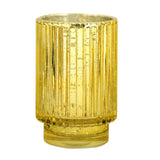 5inch Gold Mercury Glass Votive Hurricane Candle Holder, Pillar Vase - Wavy Column Design#whtbkgd