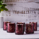 6 Pack | Burgundy Mercury Glass Palm Leaf Candle Holders, Votive Tealight Holders
