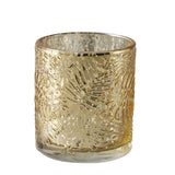 6 Pack | Gold Mercury Glass Palm Leaf Candle Holders, Votive Tealight Holders#whtbkgd