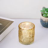 6 Pack | Gold Mercury Glass Palm Leaf Candle Holders, Votive Tealight Holders