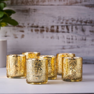 Add a Touch of Elegance with Gold Mercury Glass Palm Leaf Candle Holders