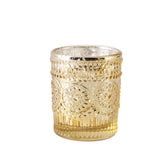 6 Pack | Gold Mercury Glass Primrose Candle Holders, Votive Tealight Holders