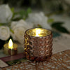 6 Pack | 3" Studded Blush/Rose Gold Mercury Glass Votive Holders, Faceted Tealight Candle Holders