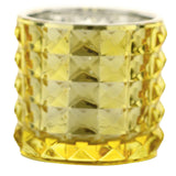6 Pack | 3" Studded Gold Mercury Glass Votive Holders, Faceted Tealight Candle Holders#whtbkgd