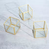 3inch Clear Glass Square Tealight Votive Candle Holder Cubes - Stackable with Gold Metal Frame
