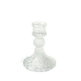 6 Pack | 4inch Clear Glass Diamond Pattern Pillar Votive Candle Stands#whtbkgd