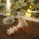 6 Pack | 4inch Gold Glass Diamond Pattern Pillar Votive Candle Stands