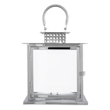 10inch Silver Cage Top Stainless Steel Candle Lantern Centerpiece Outdoor Metal Patio Lantern