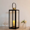 26inch Black & Gold Top Stainless Steel Candle Lantern Centerpiece Outdoor Metal Patio Lantern