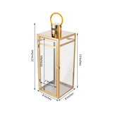 22inch Gold Vintage Top Stainless Steel Candle Lantern Centerpiece Outdoor Metal Patio Lantern