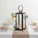 20inch Black & Gold Top Stainless Steel Candle Lantern Centerpiece Outdoor Metal Patio Lantern
