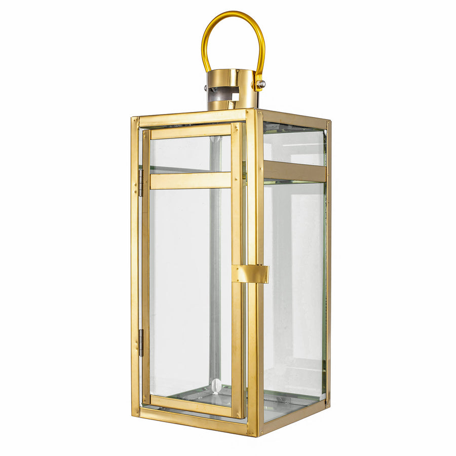 Gold Vintage Top Stainless Steel Candle Lantern Centerpiece Outdoor Metal Patio Lantern#whtbkgd