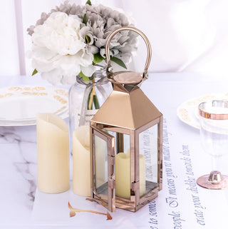 Rose Gold Crown Top Stainless Steel Candle Lantern