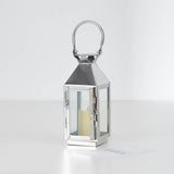 8inch Silver Crown Top Stainless Steel Candle Lantern Centerpiece Outdoor Metal Patio Lantern