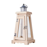Rustic Wood & Glass Patio Candle Lantern Centerpiece, Outdoor - Metal Top European Style#whtbkgd