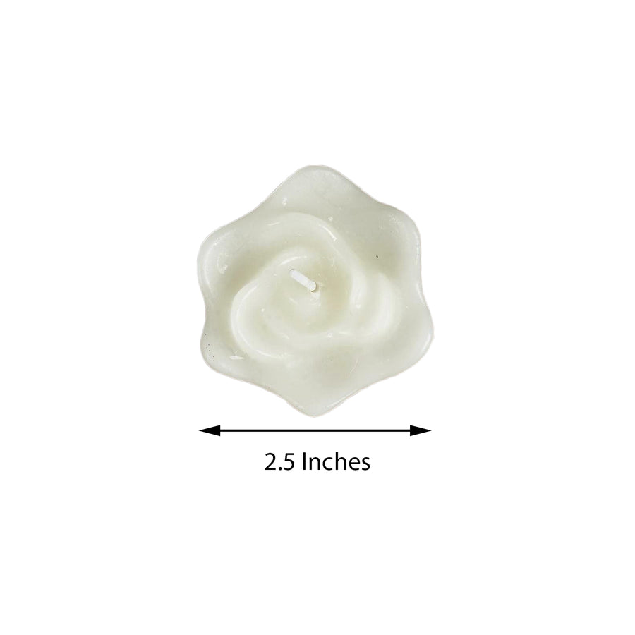 4 Pack | 2.5inches Ivory Rose Flower Floating Candles, Wedding Vase Fillers