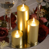 6inches Metallic Gold Dripless Unscented Pillar Candle, Long Lasting Candle