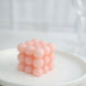 Blush Bubble Cube Long Burning Paraffin Wax Candle Set, Unscented Decorative Pillar Candle Gift