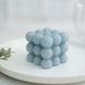 Dusty Blue Bubble Cube Long Burning Paraffin Wax Candle Set, Unscented Decorative Pillar Candle Gift