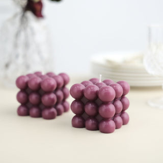 Burgundy Bubble Cube Candle for Event Decor