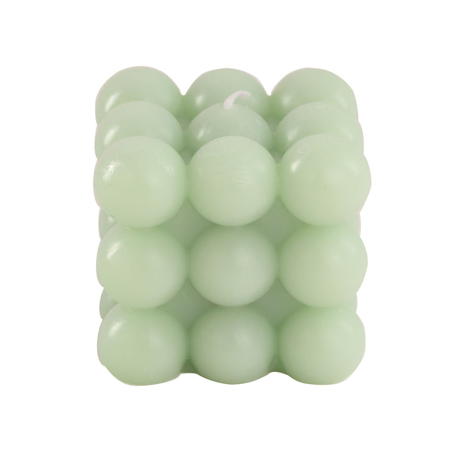 Sage Green Bubble Cube Long Burning Paraffin Wax Candle Set, Unscented Pillar Candle Gift#whtbkgd