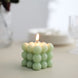 Sage Green Bubble Cube Long Burning Paraffin Wax Candle Set, Unscented Decorative Pillar Candle Gift