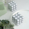 Metallic Silver Bubble Cube Long Burning Paraffin Wax Candle Set, Unscented Pillar Candle Gift
