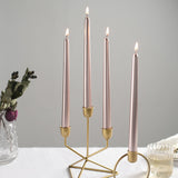 12 Pack | Metallic Rose Gold 10inches Premium Wax Taper Candles, Unscented Candles