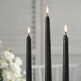 12 Pack | Black 10inch Premium Wax Taper Candles, Unscented Candles