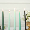 12 Pack | 10inch Mixed Green Premium Wax Taper Candles, Unscented Candles
