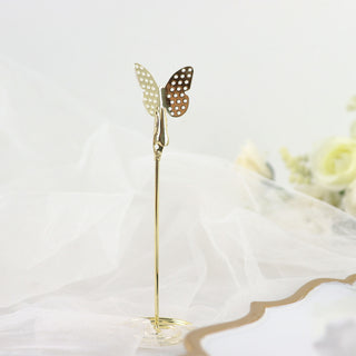 Create a Stunning Table Setting with Gold Metal Butterfly Card Holder Stands
