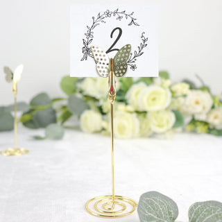 Add Elegance to Your Event with Gold Metal Butterfly Card Holder Stands