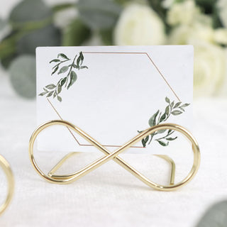 Add Glamour to Your Event with Gold Metal 3" Infinity Card Holder Stands