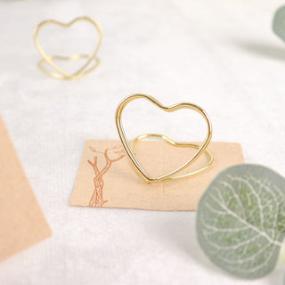 Elevate Your Table Décor with Gold Metal Double Heart Card Holder Stands