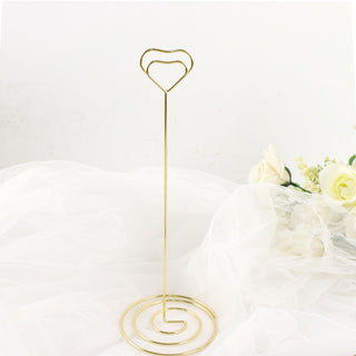 Dazzle Your Guests with Gold Metal 8" Heart Card Holder Stands