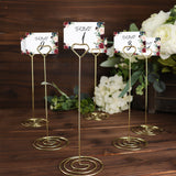 10 Pack | Gold Metal 8" Heart Card Holder Stands, Table Number Stands, Wedding Table Place Card Menu Clips