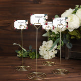 10 Pack | Gold Metal 8" Heart Card Holder Stands, Table Number Stands, Wedding Table Place Card Menu Clips